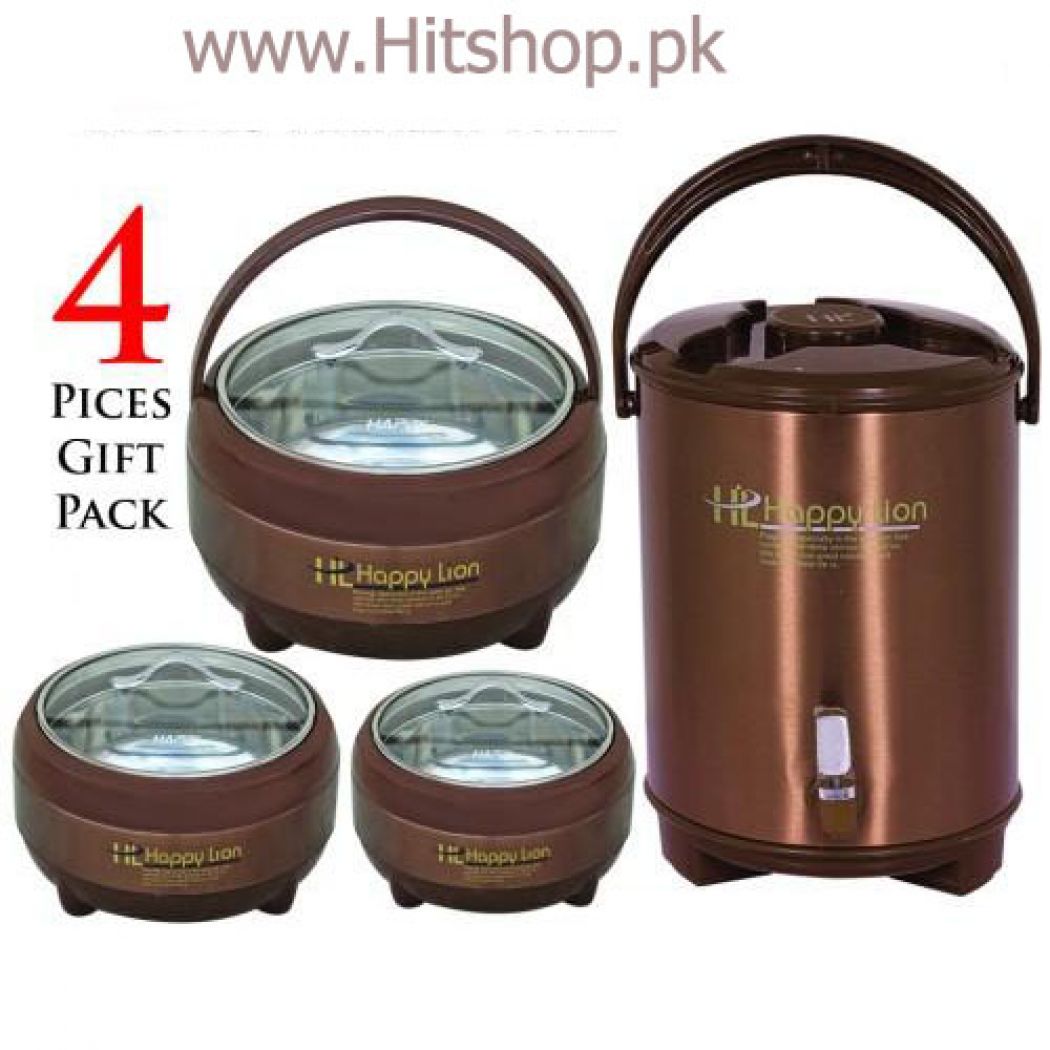Happy Lion Metallic Voll-2- 4 Pcs Gift Pack Hot Pot Set Plus Cooler